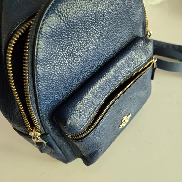 Coach F38263 Mini Charlie Dark Blue Pebbled Leather Backpack Daypack - Picture 10 of 16